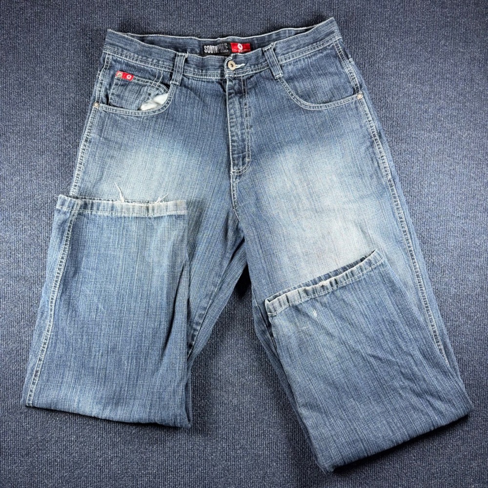 Southpole Relaxed Straight Leg Jeans Mens 33x31 Blue Medium Wash Denim